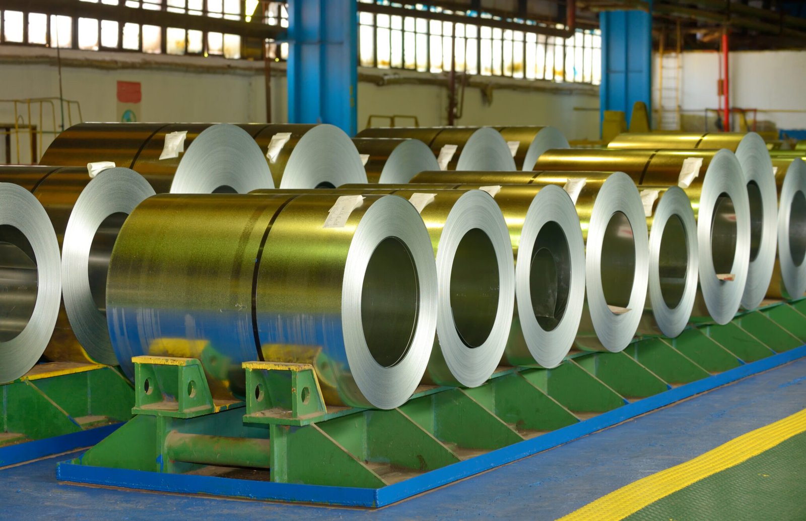 Coiled steel sheets inside of steel plant